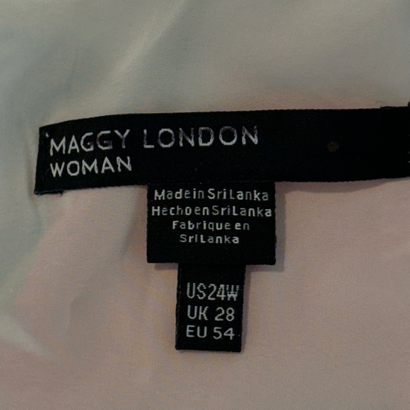 MAGGY LONDON White Floral Print V-Neck Stretch Waist A-Line Midi Dress 24W. New - Picture 2 of 12